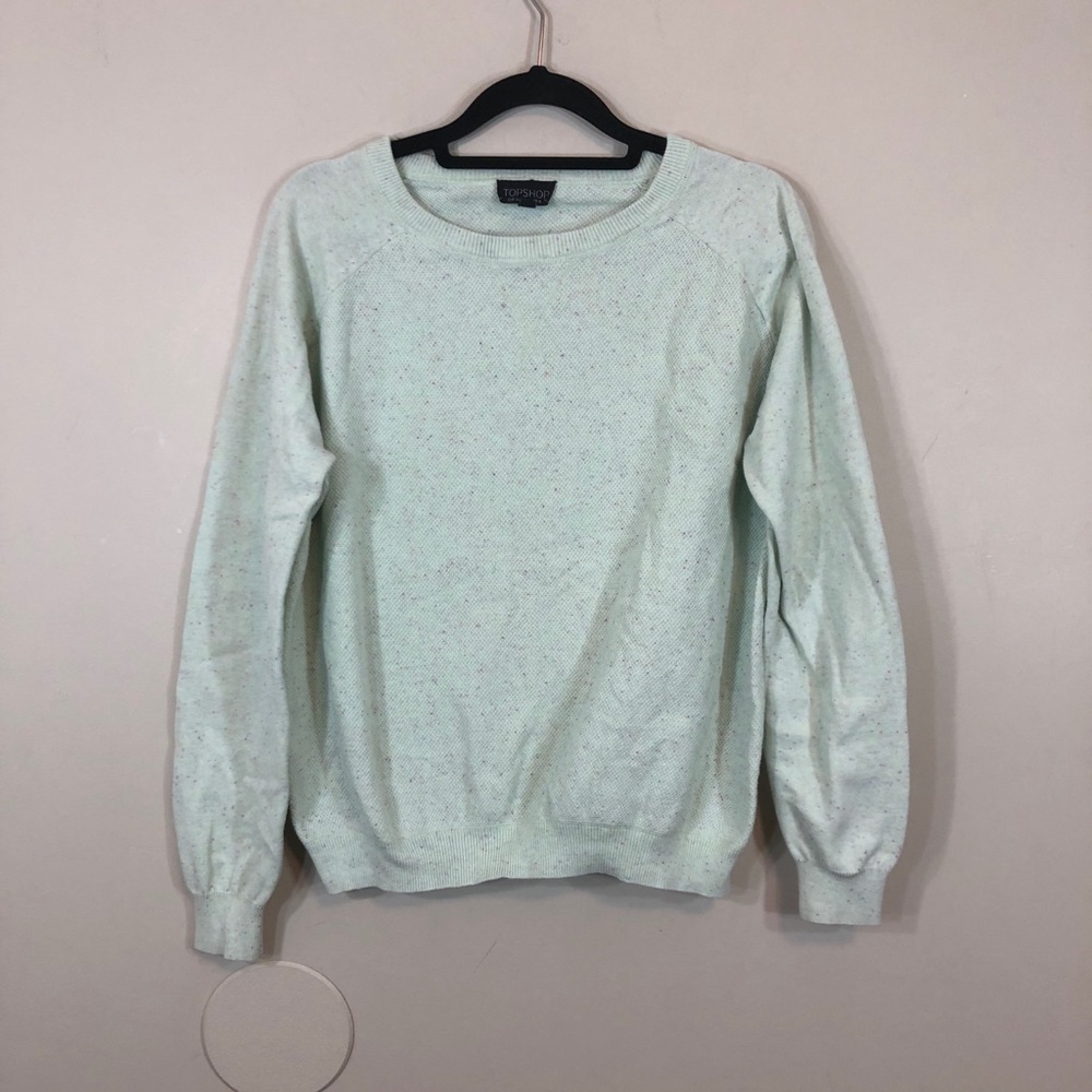 Top Shop Crop Light Green  CrewNeck Sweater